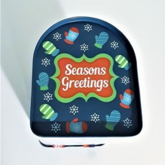 Seasons Greetings Blue Holiday Reusable Tin - Picture 8 of 8